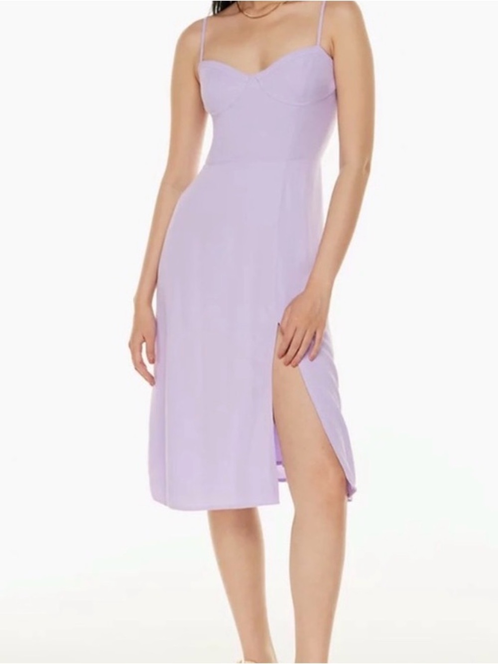 Sunday Best Aritzia Lilac Midi Dress with Sweetheart Neckline